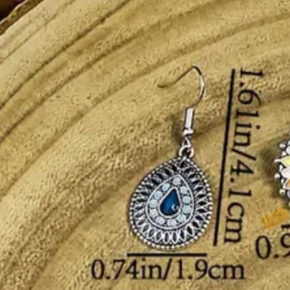 LAST ONE!! Bohemian Blue Stone Earrings - Picture 3 of 4
